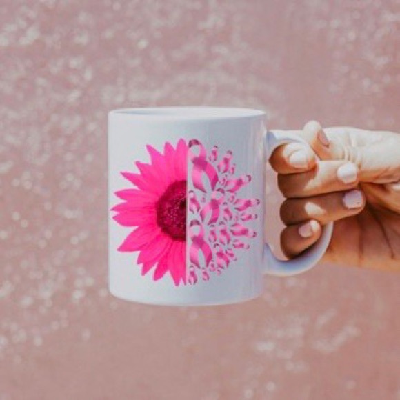 xoxokkowe Other - Pink Ribbon Sunflower Ceramic Beverage Mug
